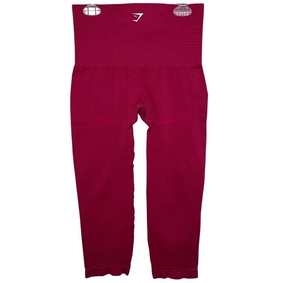 Gymshark High Waist Laser Cut Seamless Cropped Leggings. Beet Root Maroon Small - Picture 16 of 17